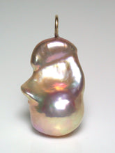 Load image into Gallery viewer, 20x28mm champagne-pink fireball pearl &amp; 9 carat gold pendant