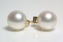 Load image into Gallery viewer, 8-8.5mm white Japanese Akoya pearl &amp; 9 carat gold earrings