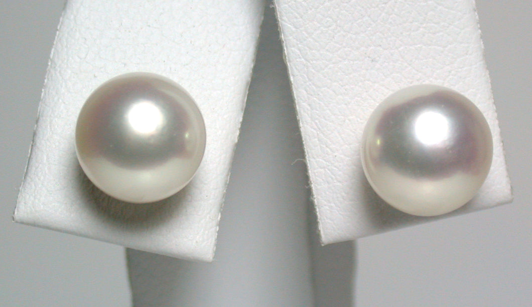 8-8.5mm white Japanese Akoya pearl & 9 carat gold earrings