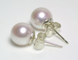 8-8.5mm white Japanese Akoya pearl & 9 carat gold earrings